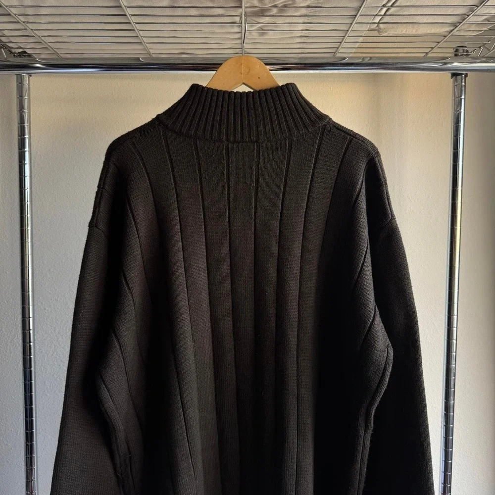 South Pole Mens 3XL Brown Ribbed Knit Quarter Zip Sweater Mock Neck Y2K Street